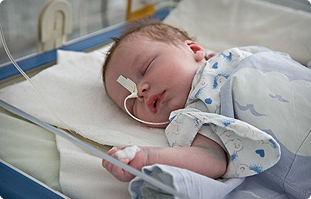 Baby in Gomel Children's Hospital near Chernobyl